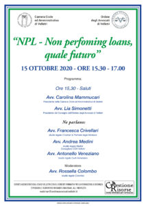 Non performing loans, quale futuro? Velletri 15/10/2020